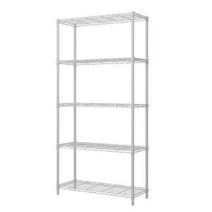 5-Tier Steel Wire Shelving Unit White Coating Finish