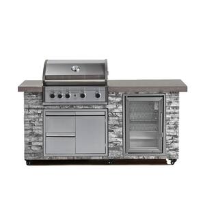 78 in. Pro Elite 5-Burner European Ledge Propane Gas Grill Island in Gray