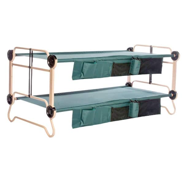 Disc-O-Bed 40 in. Green Bunkbable Beds with Bed Side Organizers (2-Pack)