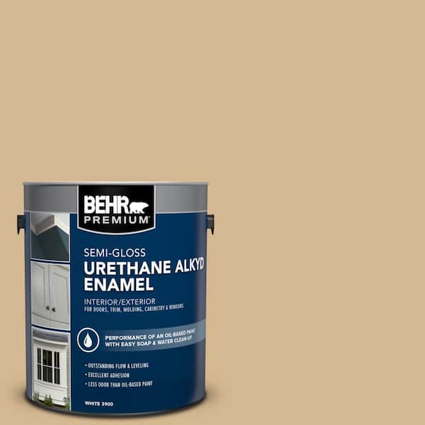 BEHR PREMIUM 1 gal. #320F-4 Desert Camel Urethane Alkyd Semi-Gloss Enamel Interior/Exterior Paint