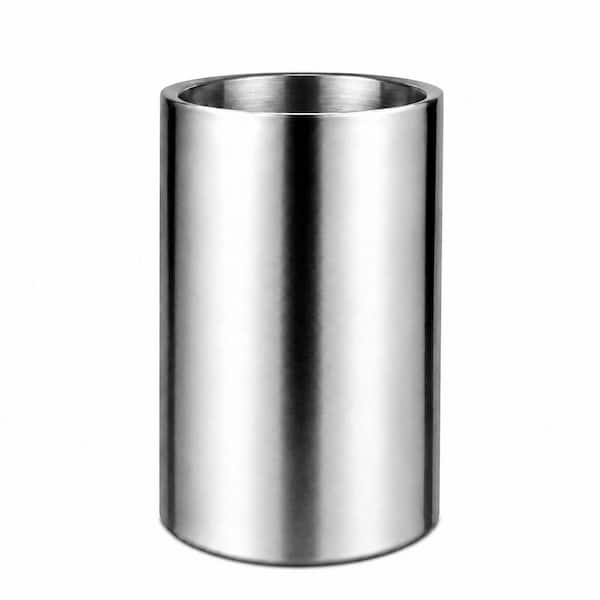Stainless Steel Double Wall Wine Chiller Bucket, Insulated Tabletop Cooler for Wine, Champagne, Beer