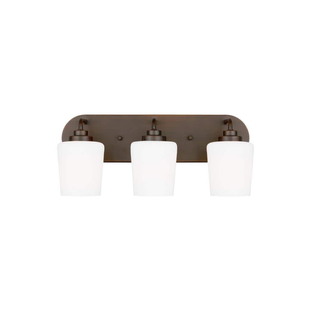 Eastridge Transitional 3-Light Bronze Vanity with Etched Opal Glass