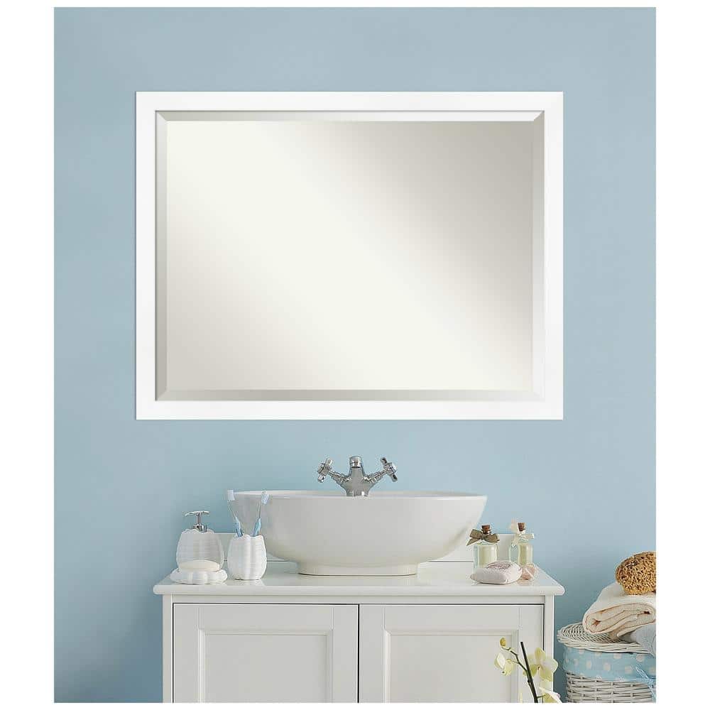 Cabinet White Beveled Edge Rectangular Wall Mirror 43x33