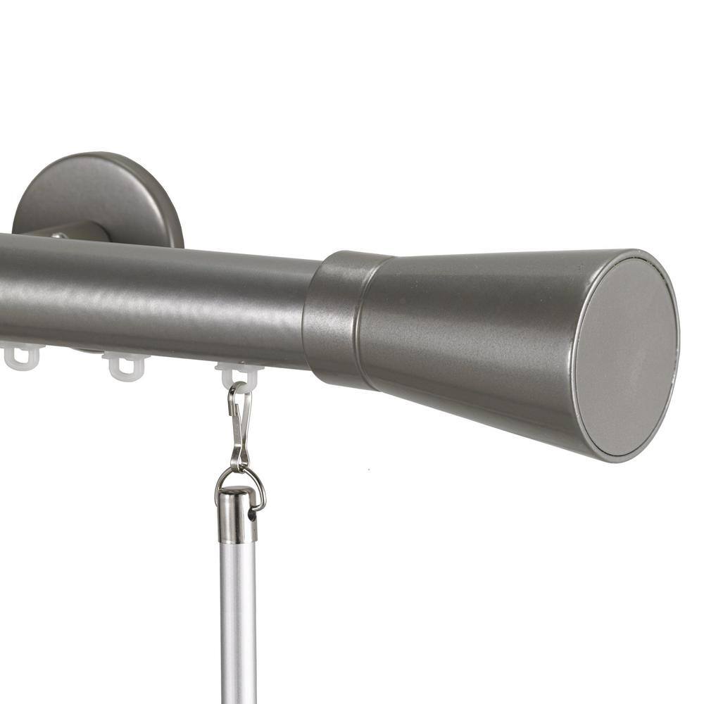 Tekno Pro 132 in. Non-Adjustable 1.13 in. Diameter Traverse Curtain Rod Set with Linea Finial in Silver price history on PriceWatchPro