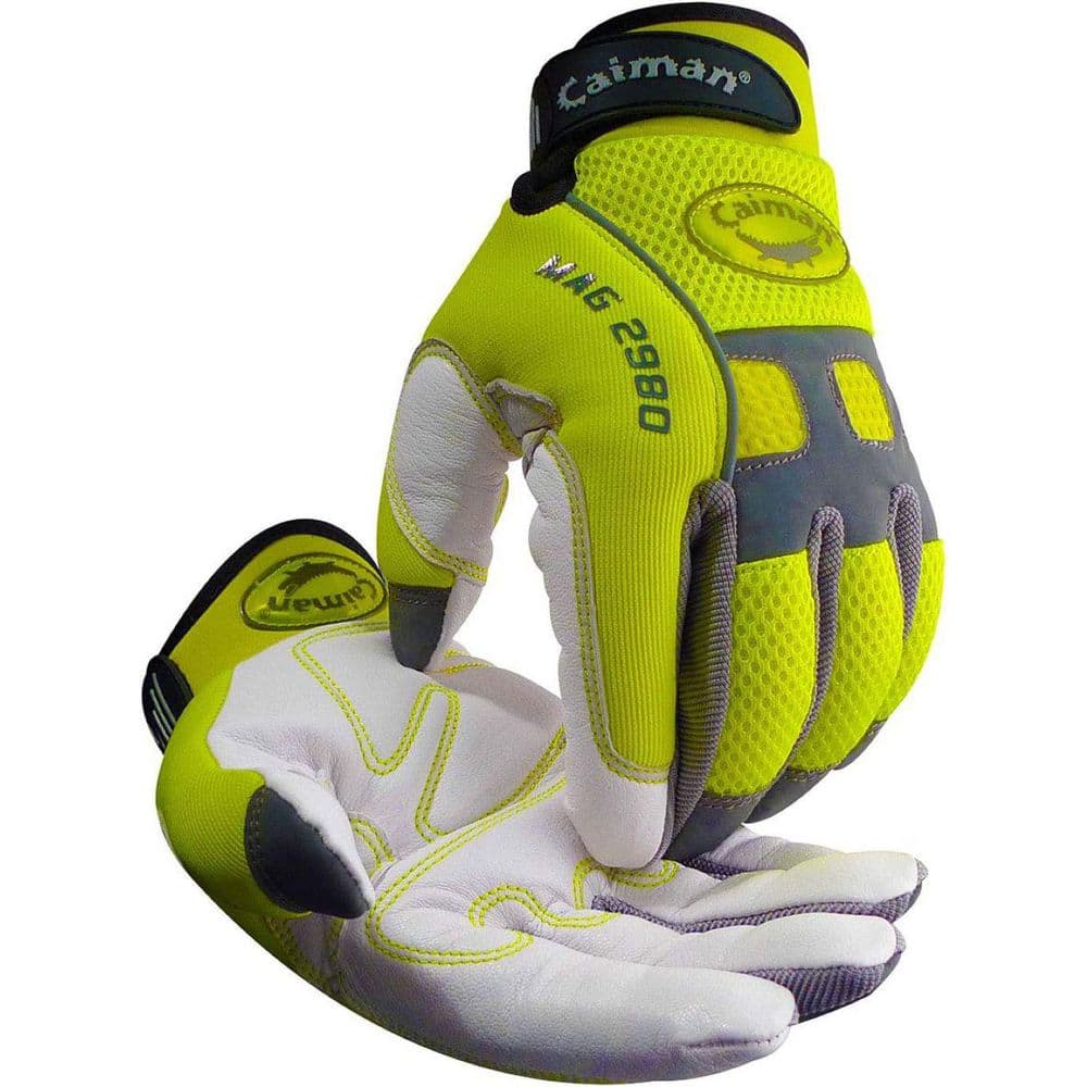 MAG Unisex Small Goat Grain Leather Padded Palm Multi-Purpose Glove with Hi-Vis Yellow AirMesh Back price history on PriceWatchPro