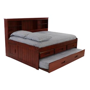 Merlot Mission Brown Full Sized Bookcase Daybed with 3-Drawers and a Twin Trundle