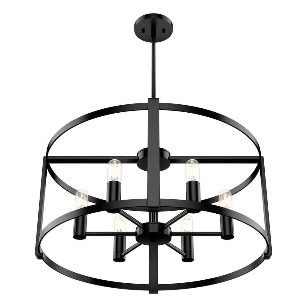 Astwood 26" Matte Black Art Deco Drum Chandelier