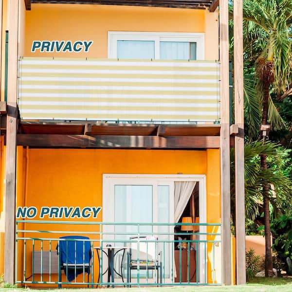 3 ft. x 50 ft. Plastic Multi-Colored Balcony Privacy Fence Screen for Decorative, Privacy, Garden, Pool, Beige and White