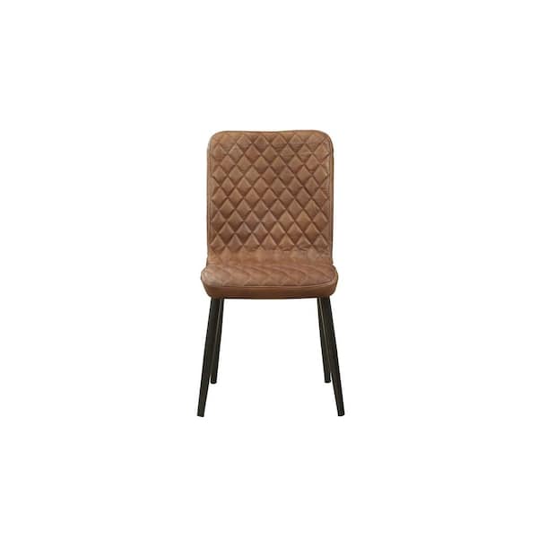 Acme Furniture Millerton Vintage Chocolate Top Grain Leather and Antique Black Side Chair