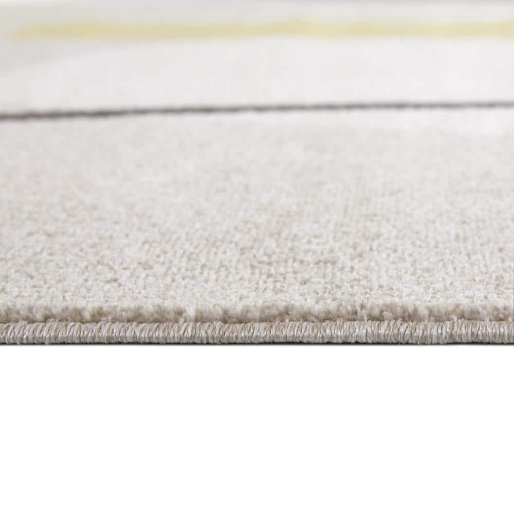 Yellow and Beige Abstract Rectangular Area Rug 5'3" x 7'