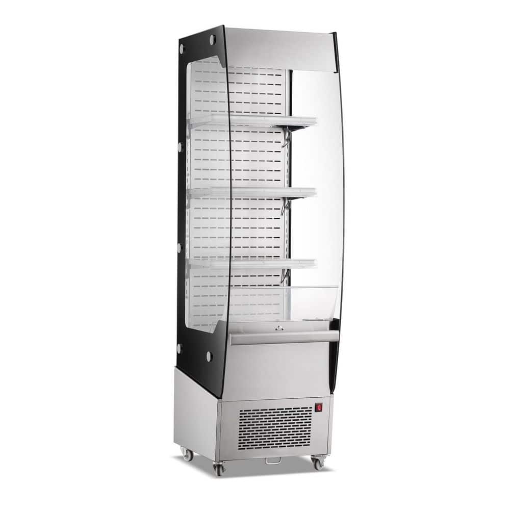 20 in. 7.8 cu. ft. Commercial Open Air Merchandiser Display Refrigerator in Stainless Steel with Wheels and LED Lighting