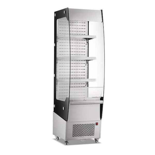 20 in. 7.8 cu. ft. Commercial Open Air Merchandiser Display Refrigerator in Stainless Steel with Wheels and LED Lighting