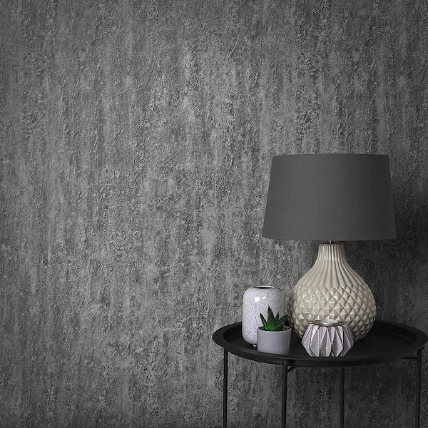 Orbit Deep Silver Dark Grey Plain Paste the Wall Wallpaper