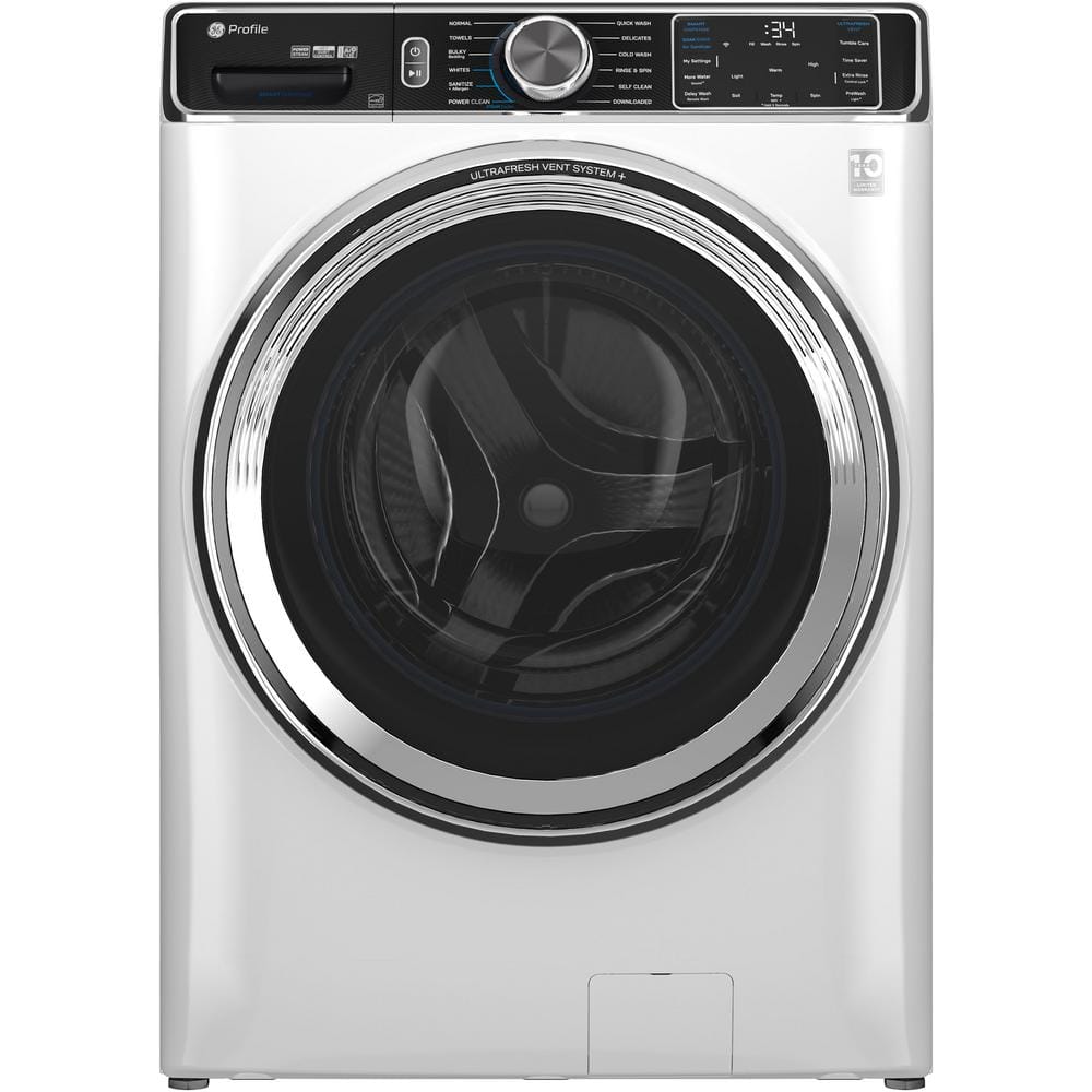 White High Efficiency Smart Front Load Washer with Steam Setting