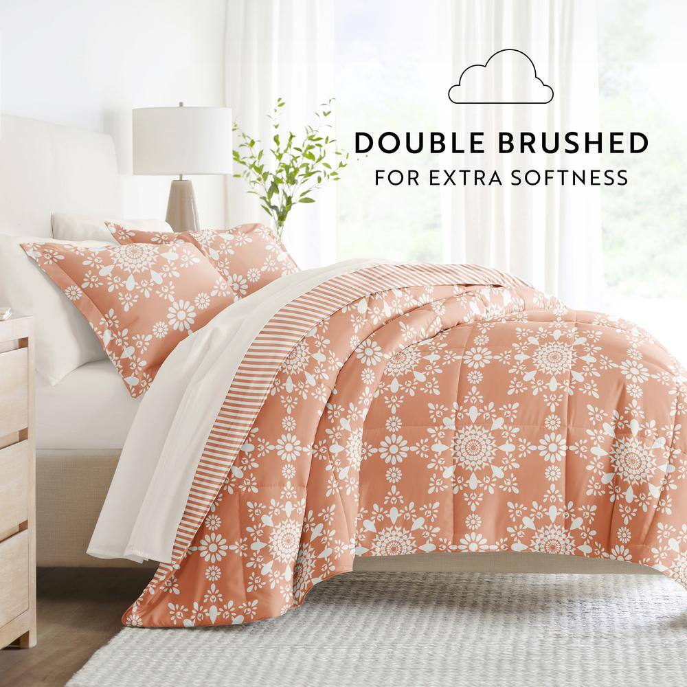 California King Daisy Medallion Clay Microfiber Bedding Set