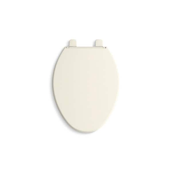 Biscuit Brevia with Quick-Release Hinges Elongated Toilet Seat 
