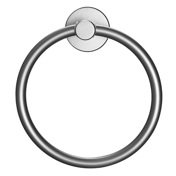 Tidoin 6.3 in. Round Aluminum Wall Mounted Towel Ring in Gun Grey