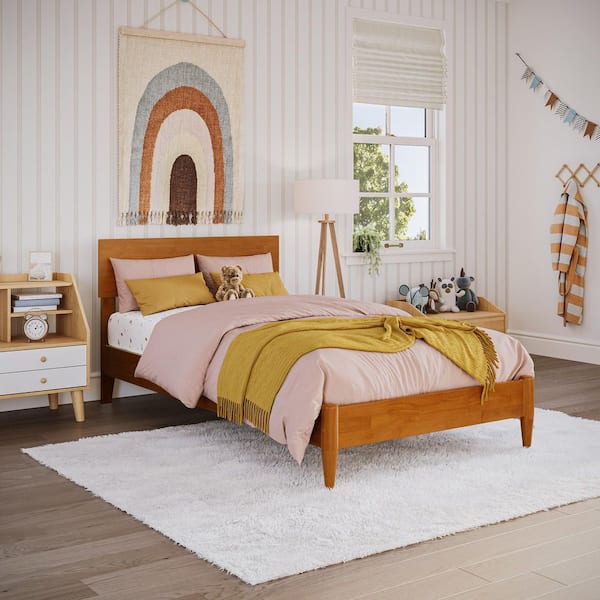 AFI Aria Light Toffee Natural Bronze Solid Wood Frame Twin Modern Low Profile Platform Bed