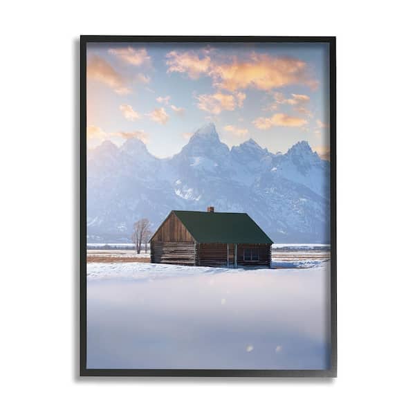 Stupell Industries Snowy Winter Cabin by Jared Kreiss 1-Piece Framed Graphic Print Nature Poster Art Print 20 in. x 16 in.