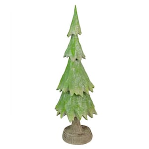 20 in. Green and Brown Textured Wood Grain Table Top Christmas Tree