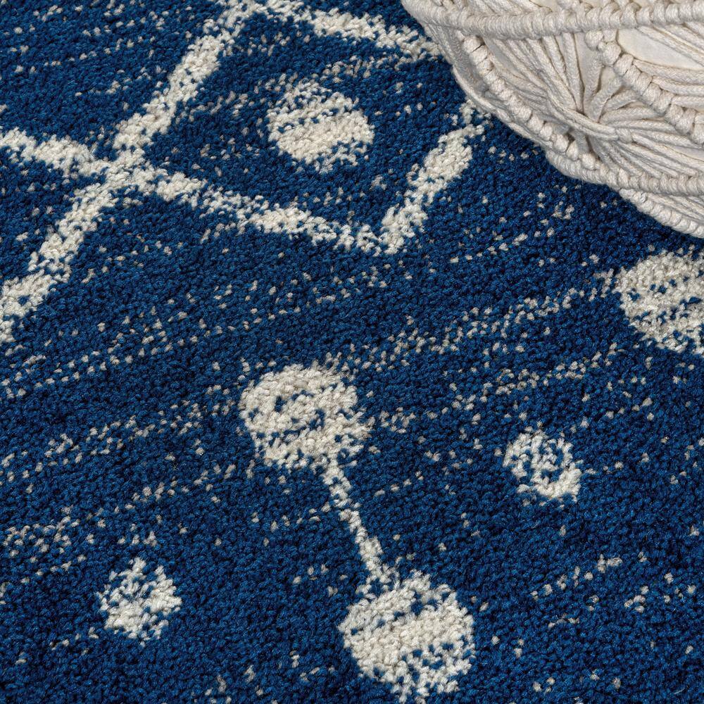 Navy and Cream Synthetic Rectangular 8' x 10' Area Rug