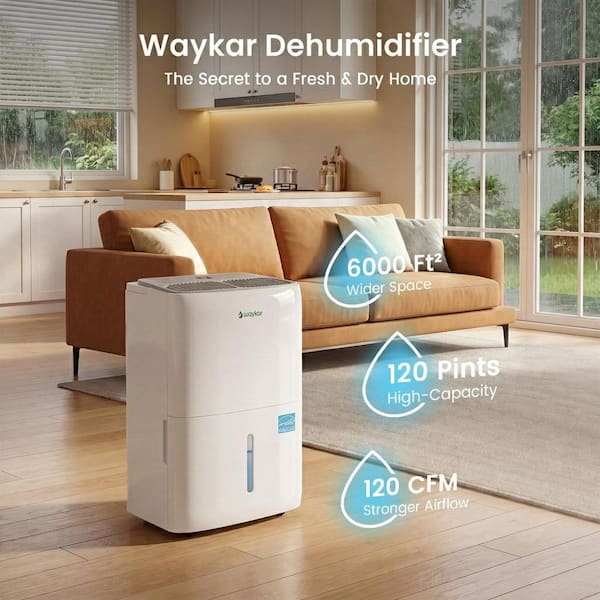 waykar 120 pt. 6,000 sq. ft. Energy Star Portable Dehumidifier