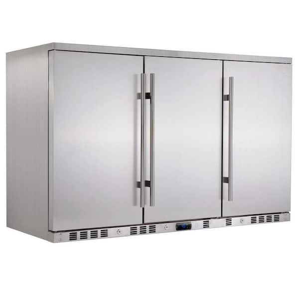 KingsBottle Single Zone 52.6 in. 260 (12 oz.) 3-Door Solid Stainless Steel Beverage Can Cooler