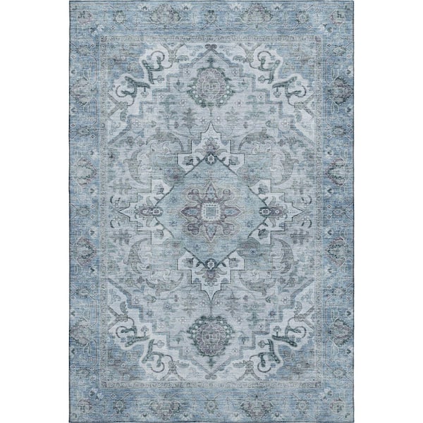 Mayfield Premium Machine Washable Abstract AMF2164 Sky 10 ft. x 14 ft. Area Rug