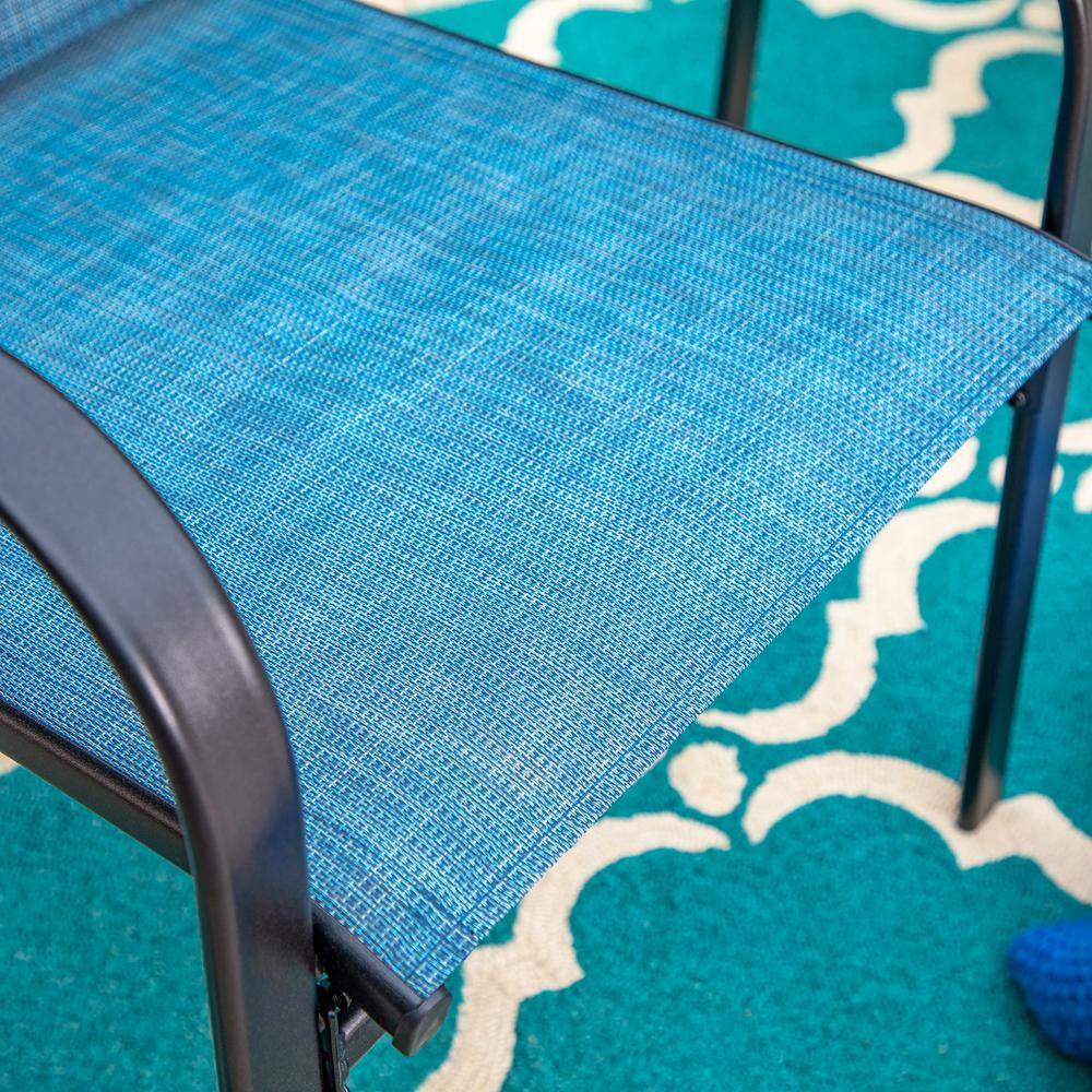 Blue Ergonomic Steel Patio Dining Armchairs Set