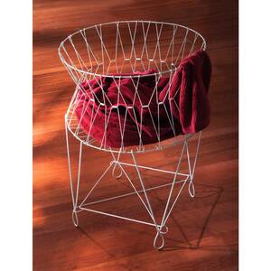 27 in. x 40 in. Vintage White Wire Laundry Basket Hamper