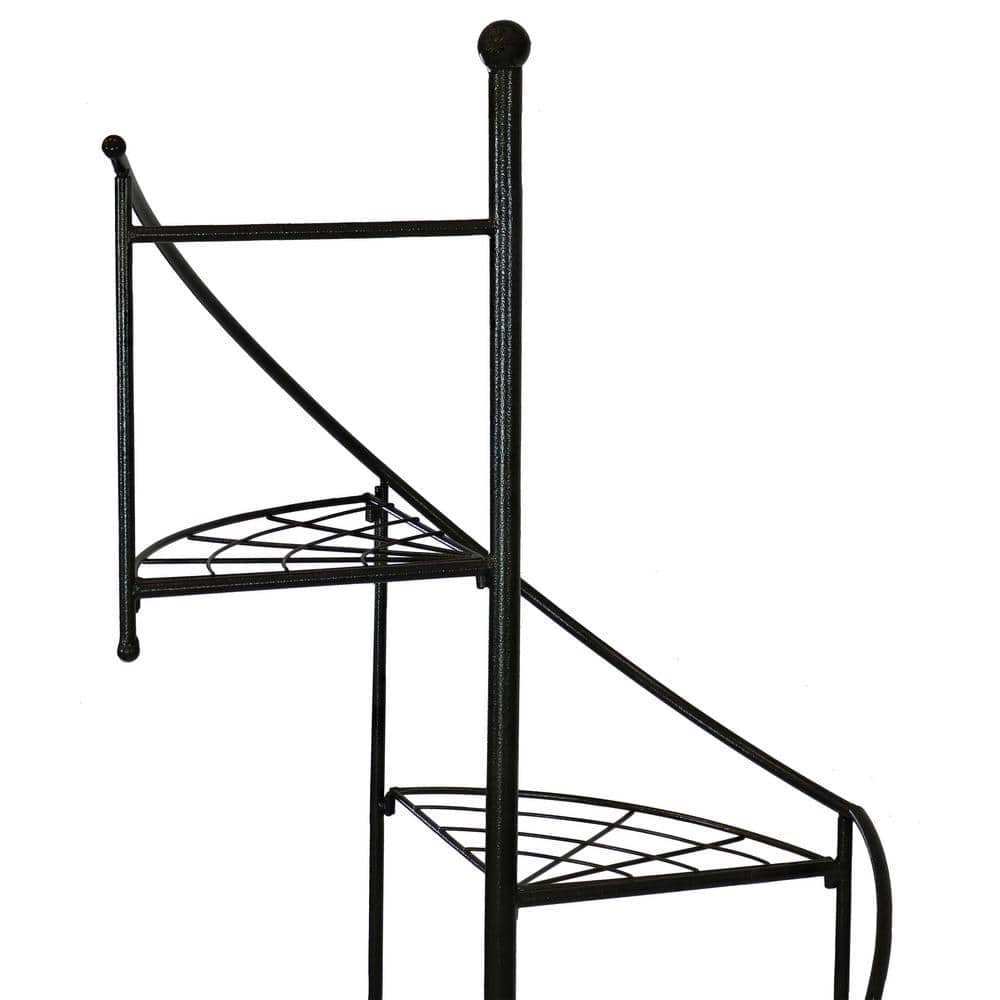 56" Black Iron 4-Tier Spiral Staircase Plant Stand Set