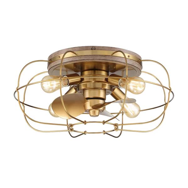 ARRANMORE LIGHTING & FANS Jaxon 22 in. LED Indoor/Outdoor Aged Brass Ceiling Fan with Dimmable LED Lights and Remote Control