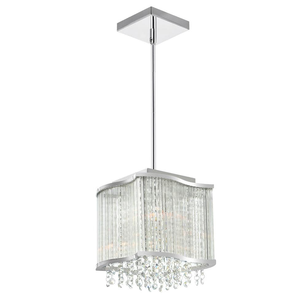 Elsa Crystal Chrome LED Mini Drum Pendant Light