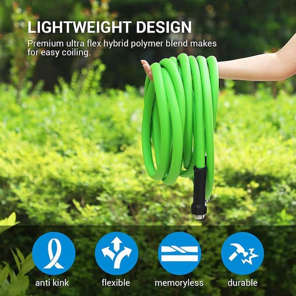 Cubilan - 5/8in. x 25 ft. Water Hose with Swivel Grip, Heavy-Duty, Lightweight, Flexible Hose, 3/4 in. Solid Fittings