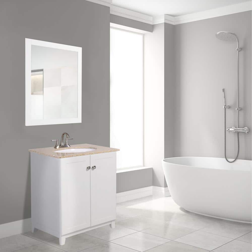 Shorewood 30-Inch White Wood Framed Rectangular Mirror
