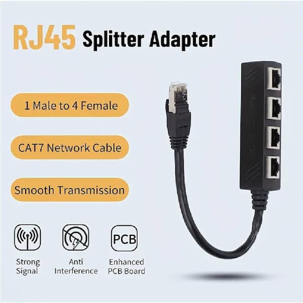 RJ45 Ethernet Splitter Cable, RJ45 1 to 2 LAN Network Adapter Ethernet  Splitter Cable Male to Female Fit for Cat5, Cat5e, Cat6, Cat7 LAN Ethernet