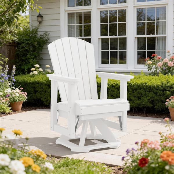 Plastic HDPE Resin Rocking Glider Chair Adirondack Swivel Outdoor Rocking Chair in White