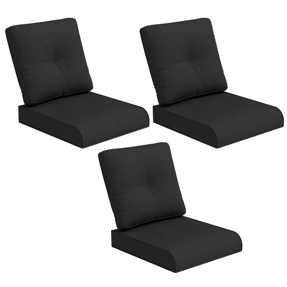 22 in. x 24 in. 12-Piece Thick Outdoor Patio Replacement Cushion Set with Zipper Design for Lounge Chairs, Sofa in Black price history on PriceWatchPro