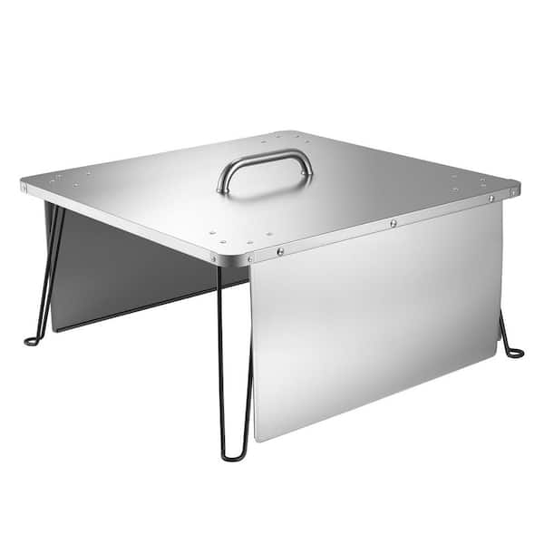 Fire Pit Heat Deflector, 25.4 x 25.4 x 14.6 in. Square, Stainless Steel, Push Heat Down and Out, 4 Legs, Carrying Handle