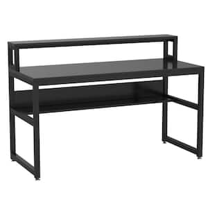 Tribesigns Cassey 60 in. Black Computer Desk Wood Home Office Desk with ...