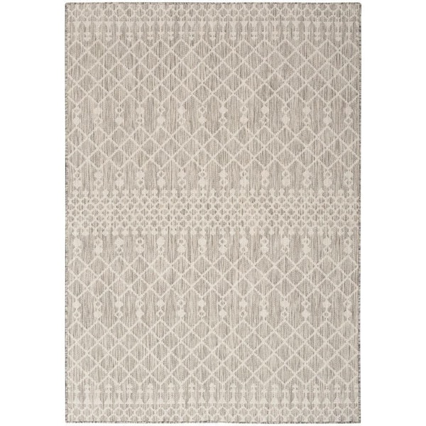 Nourison Positano Light Grey 4 ft. x 6 ft. Moroccan Contemporary Area Rug