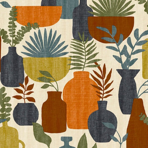 Botanica Clayworks Beige and Orange Wallpaper Sample