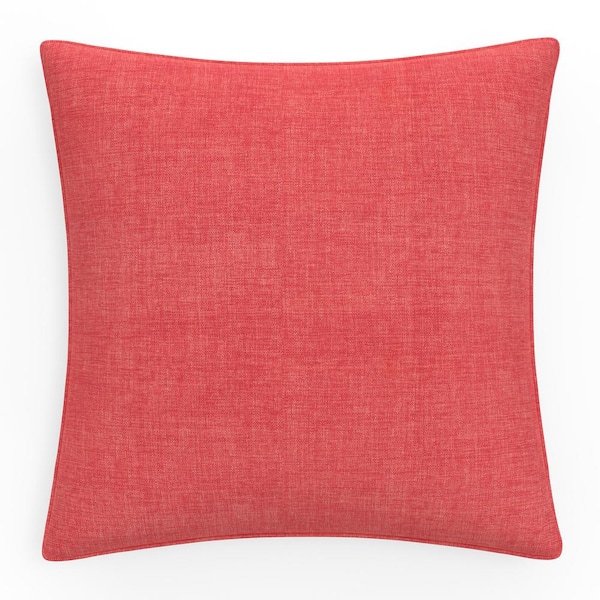 Pillow Perfect Solid Twill 25 in W x 5 in H Outdoor Floor Throw Pillows 1-Count in Orange Splash Coral