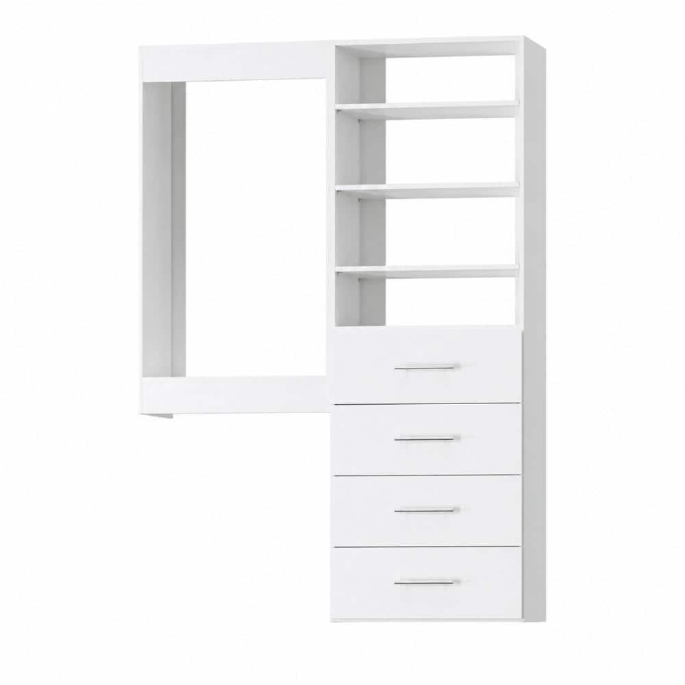 64 in W White Modular Closet System Wood Closet Organizer Storage Unit for Clothes Shoes Handbags and Accessories