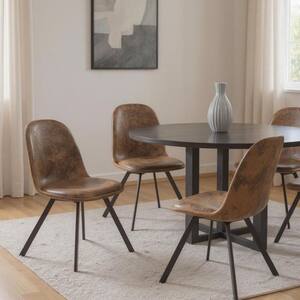 Brown, Black Metal Side Chair Set of 4