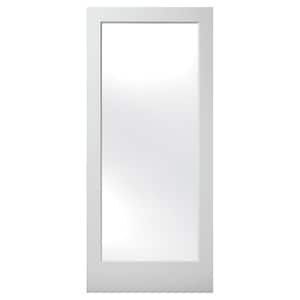 24 in. x 80 in. Solid Core Full Lite Satin Etch Glass Square Sticking Primed Wood Interior Door Slab