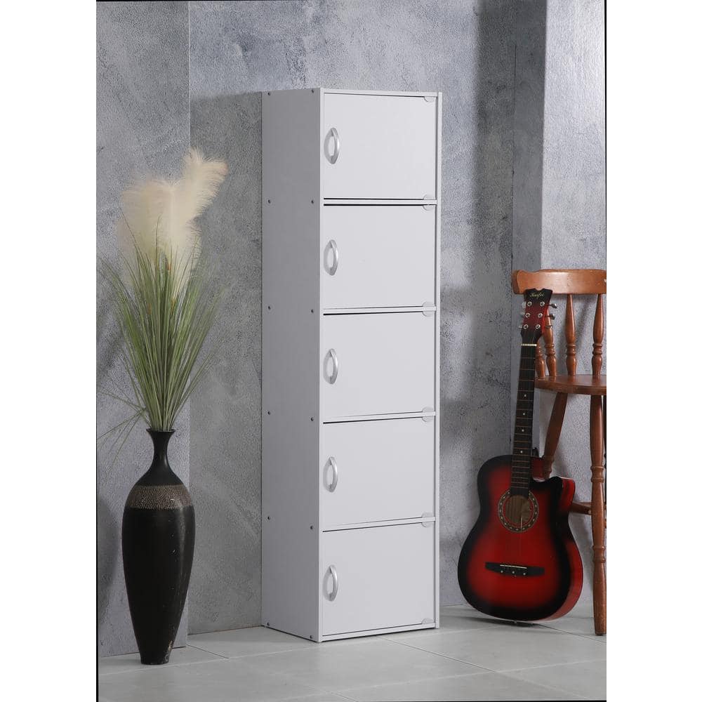 Sleek White Engineered Wood 5-Shelf Multipurpose Bookcase