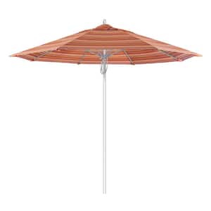 9 ft. Silver Aluminum Commercial Fiberglass Ribs Market Patio Umbrella and Pulley Lift in Dolce Mango Sunbrella