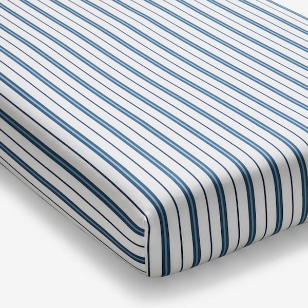 The Company Store Company Kids Vertical Stripes Blue Organic Cotton