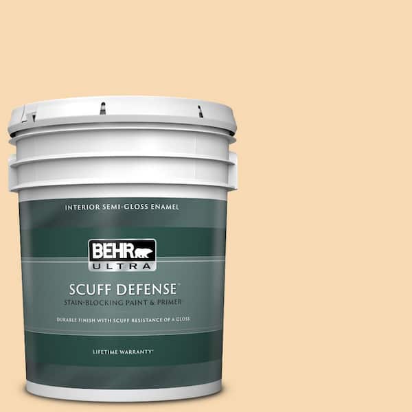 BEHR ULTRA 5 gal. #ICC-41 Butter Cookie Extra Durable Semi-Gloss Enamel Interior Paint & Primer